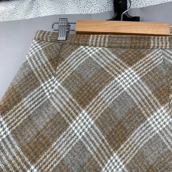 Vintage B. Moss Maxi Skirt Womens 4 Y2K 90s Brown Plaid Wool Blend Academia - Picture 4 of 16